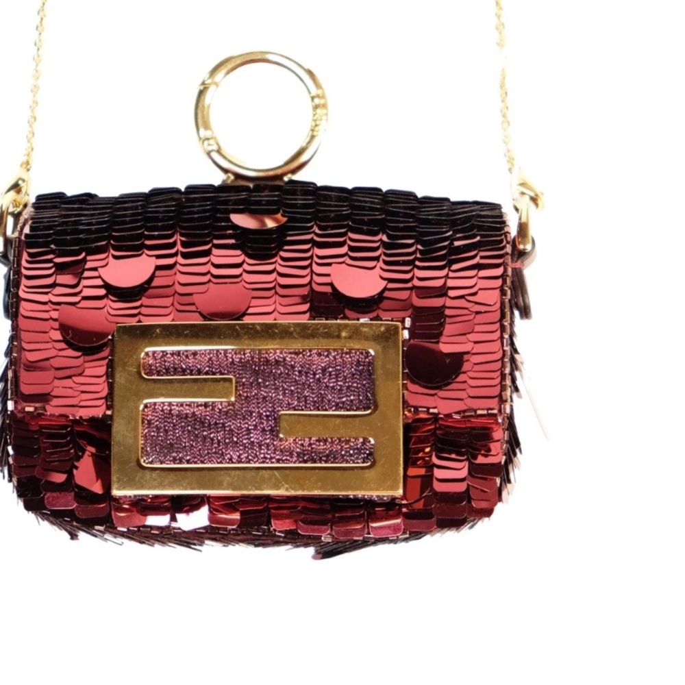 FENDI Nano Baguette Bag with Red and Gold Sequins